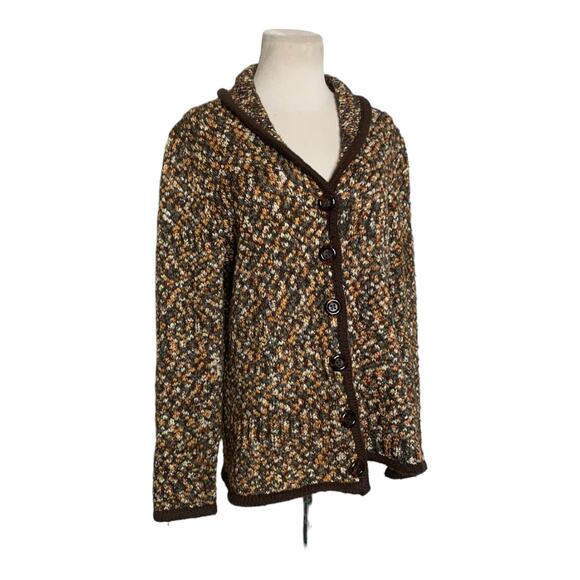 Caroll Reed Button Up Brown Tweed Cardigan Size X - Picture 5 of 9
